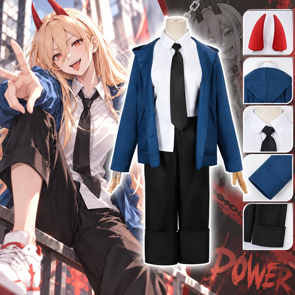Anime Cosplay Chainsaw Man - Kostum Cosplay Chainsaw Man, Jaket, Kemeja,