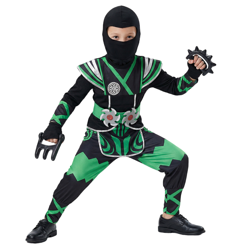 Cosplay Anime Boy - Kostum Ninja Hijau untuk Anak-anak dengan